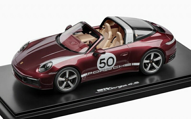 ギャラリービューアに画像をロードする, 特注Porscheポルシェ 911 targa 4S Heritage design edition Cherrymetalic /Sparkスパーク 1/18 ミニカー
