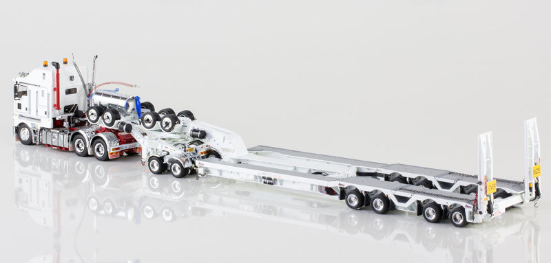 ギャラリービューアに画像をロードする, Kenworth K200 with Drake 4x8 Dragline Bucket Trailer and 2x8 Dolly in White トラックトレーラー/DRAKE 建設機械模型 工事車両 1/50 ミニチュア