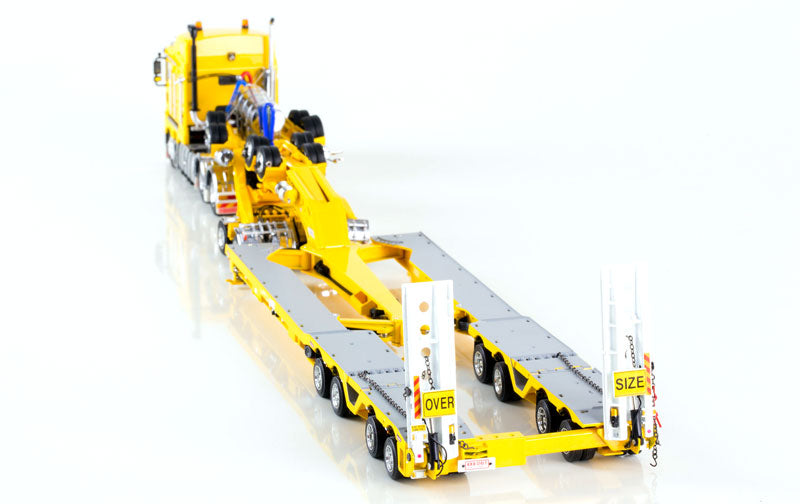 ギャラリービューアに画像をロードする, Kenworth K200 with Drake 4x8 Dragline Bucket Trailer and 2x8 Dolly in Chrome Yellow トラックトレーラー/DRAKE 建設機械模型 工事車両 1/50 ミニチュア