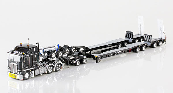 ギャラリービューアに画像をロードする, Kenworth K200 with Drake 4x8 Dragline Bucket Trailer and 2x8 Dolly in Gloss Black トラックトレーラー/DRAKE 建設機械模型 工事車両 1/50 ミニチュア