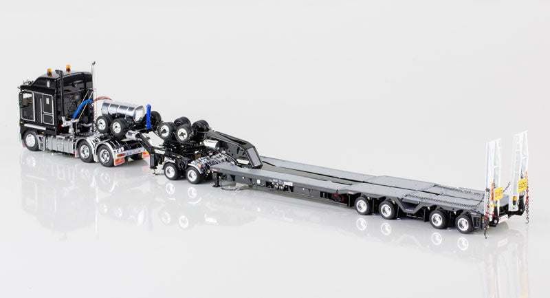 ギャラリービューアに画像をロードする, Kenworth K200 with Drake 4x8 Dragline Bucket Trailer and 2x8 Dolly in Gloss Black トラックトレーラー/DRAKE 建設機械模型 工事車両 1/50 ミニチュア