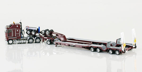 ギャラリービューアに画像をロードする, Kenworth K200 with Drake 4x8 Dragline Bucket Trailer and 2x8 Dolly in Vintage Burgundy トラックトレーラー/DRAKE 建設機械模型 工事車両 1/50 ミニチュア