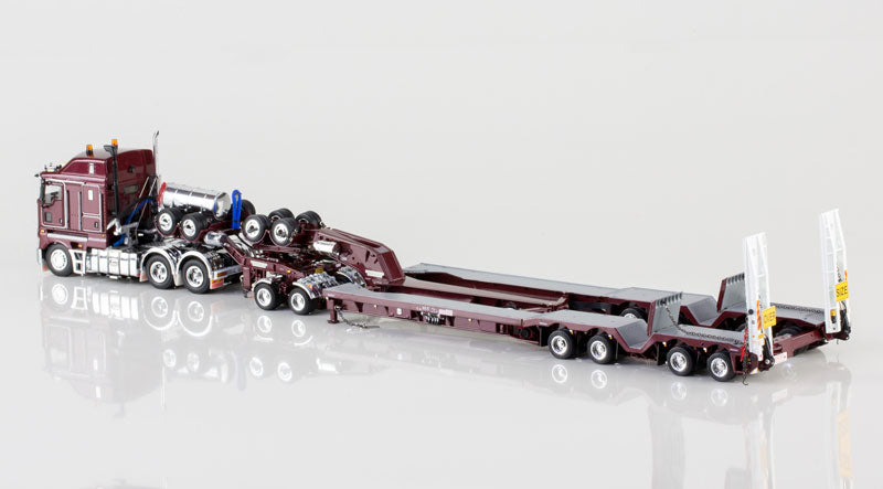 ギャラリービューアに画像をロードする, Kenworth K200 with Drake 4x8 Dragline Bucket Trailer and 2x8 Dolly in Vintage Burgundy トラックトレーラー/DRAKE 建設機械模型 工事車両 1/50 ミニチュア