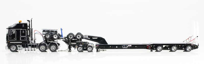 ギャラリービューアに画像をロードする, Kenworth K200 Prime Mover with Drake 2x8 Dolly and 3x8 Swingwing Trailer in Black トラックトレーラー/DRAKE 建設機械模型 工事車両 1/50 ミニチュア