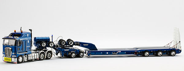 ギャラリービューアに画像をロードする, Kenworth K200 Prime Mover Drakeトレーラー 2x8 Dolly + 3x8 Swingwing メタリックブルー /DRAKE 1/50 模型