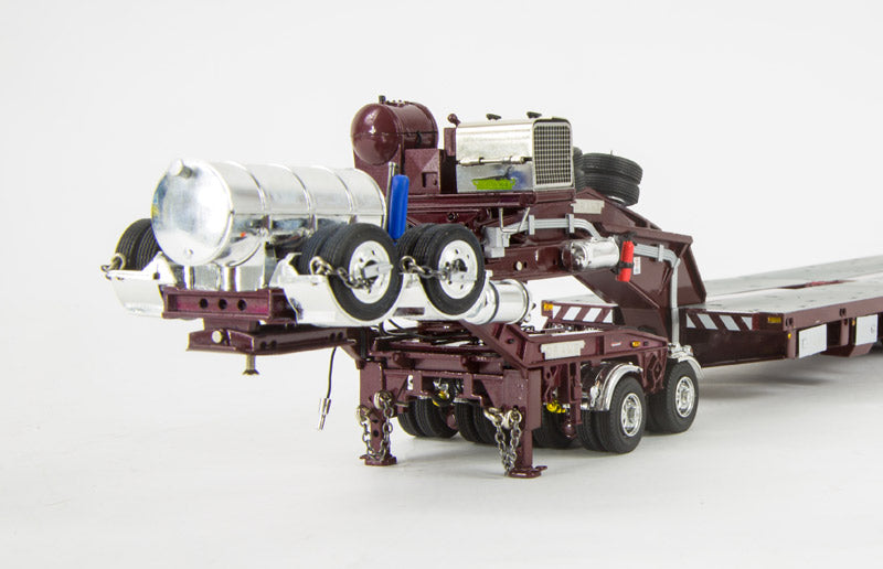 ギャラリービューアに画像をロードする, Drake 2x8 Dolly and 7x8 Steerable Low Loader Trailer in Burgundy トレーラー /DRAKE 建設機械模型 工事車両 1/50 ミニチュア