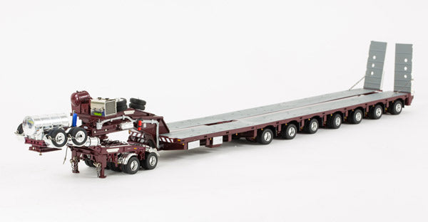 ギャラリービューアに画像をロードする, Drake 2x8 Dolly and 7x8 Steerable Low Loader Trailer in Burgundy トレーラー /DRAKE 建設機械模型 工事車両 1/50 ミニチュア