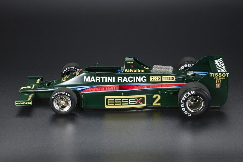 ギャラリービューアに画像をロードする, 【予約】2025年発売予定LOTUS TYPE 80 MARTINI RACING N 2 (WITH FRONT WINGS) SEASON 1979 CARLOS REUTEMANN - GREEN RED /GP Replicas 1/18 ミニカー