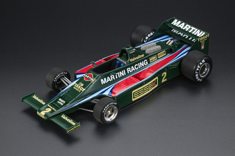 ギャラリービューアに画像をロードする, 【予約】2025年発売予定LOTUS TYPE 80 MARTINI RACING N 2 (WITH FRONT WINGS) SEASON 1979 CARLOS REUTEMANN - GREEN RED /GP Replicas 1/18 ミニカー