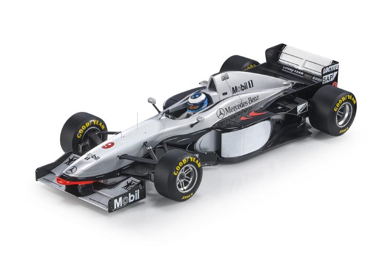 ギャラリービューアに画像をロードする, McLAREN F1 MP4/12 N9 優勝 ヨーロッパGP 1997 M.ハッキネン ドライバーフィギュア付 シルバー ブラック/ GP Replicas 1/18 ミニカー