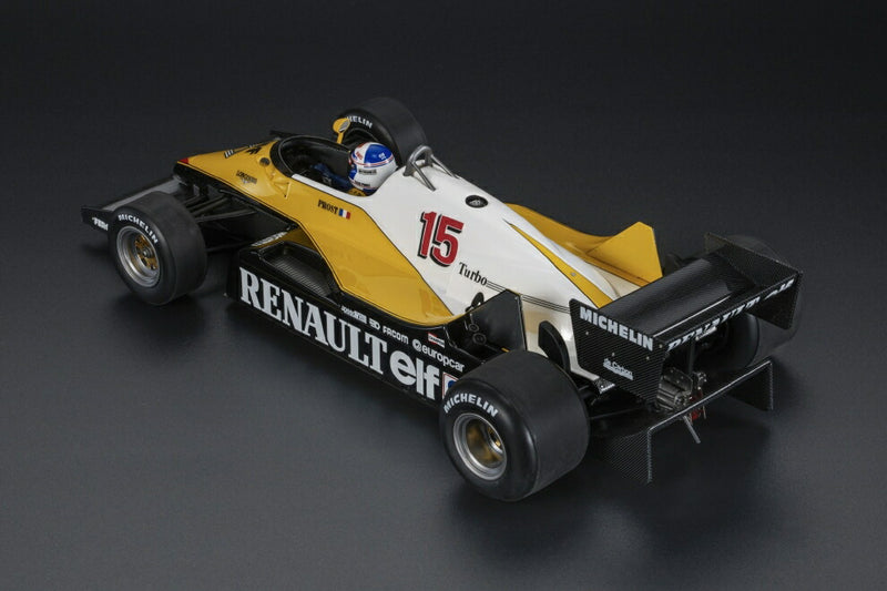 ギャラリービューアに画像をロードする, RENAULT F1 RE40 N15 優勝 フランスGP 1983 A.プロスト パイロットフィギュア/ケース付 ブラック イエロー ホワイト/ GP Replicas 1/18 ミニカー