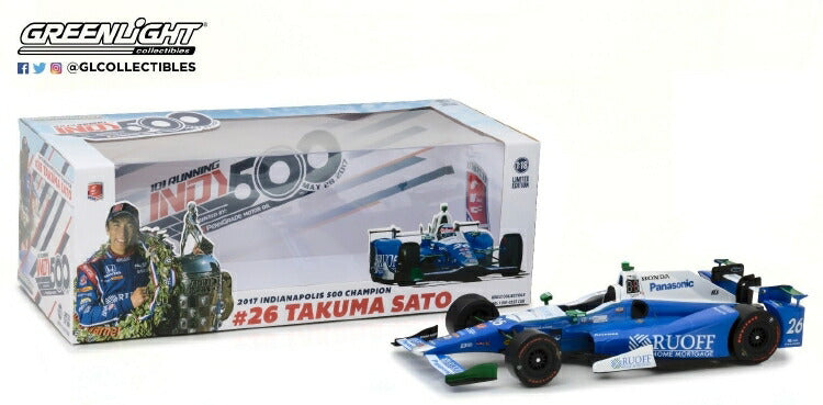ギャラリービューアに画像をロードする, Indianapolis 500 Champion 2017 Takuma Sato佐藤 琢磨 /GREEN LIGHT 1/18 ダイキャスト ミニカー