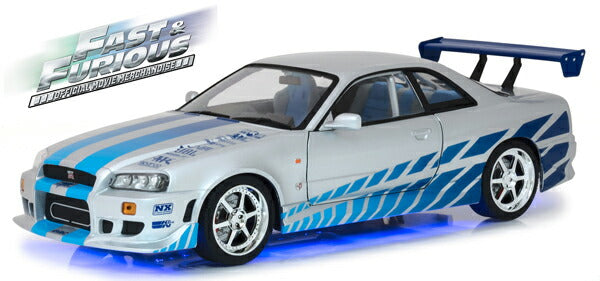 ギャラリービューアに画像をロードする, 1999 日産スカイライン GT-R (R34) Neon LED Lights Underglow 映画ワイルド・スピードX2 (2003) /Greenlight 1/18 ミニカー