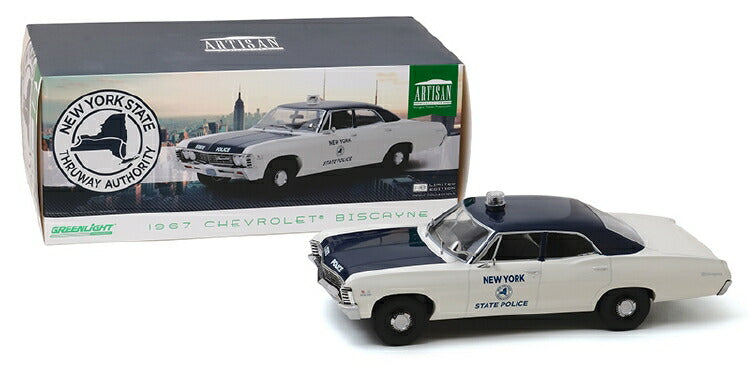 ギャラリービューアに画像をロードする, 1967 Chevrolet Biscayne - New York State Policeニューヨークパトカー警察 /Greenlight  1/18 ミニカー
