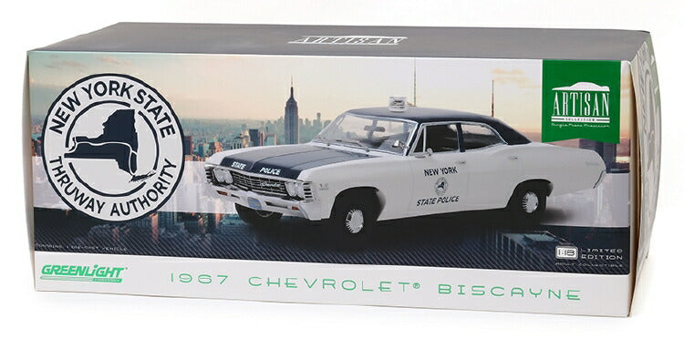 ギャラリービューアに画像をロードする, 1967 Chevrolet Biscayne - New York State Policeニューヨークパトカー警察 /Greenlight  1/18 ミニカー