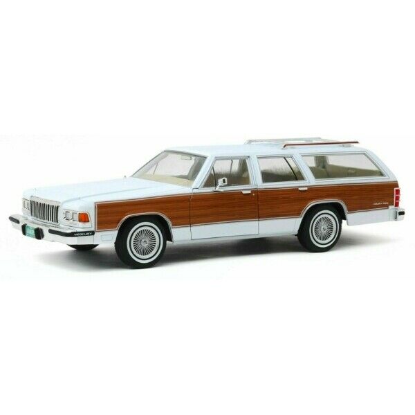 ギャラリービューアに画像をロードする, 1989 Mercury Grand Marquis Colony Park, white with wood Grain Paneling /Greenlight 1/18 ミニカー