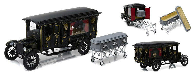 ギャラリービューアに画像をロードする, FORD USA - MODEL-T 1921 - HEARSE - CARRO FUNEBRE CON BARA - FUNERAL CAR WITH COFFIN /Greenlight PRECISION COLLECTION 1/18 ミニカー