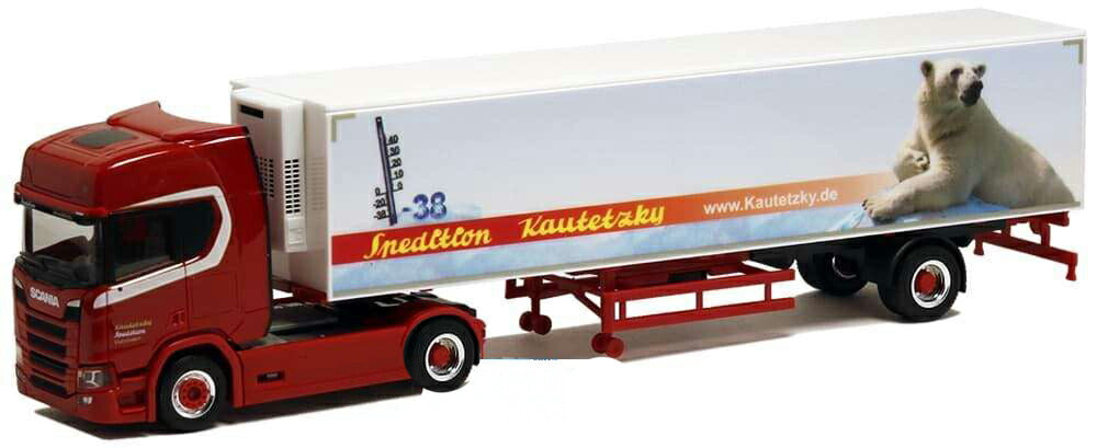 Herpa Kautetzky Spedition Scania CR HD reefer セミトレーラー 5145 /Herpa 1/87  ミニチュア トラック 建設機械模型 工事車両