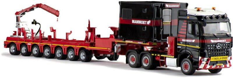 ギャラリービューアに画像をロードする, MAMMOETマムート特注 MB AROCS 6X4 WITH 7 AXLE NOOTEBOOM LOWLOADER + FASSI CRANE トレーラー /IMC 建設機械模型 工事車両 1/50 ミニカー