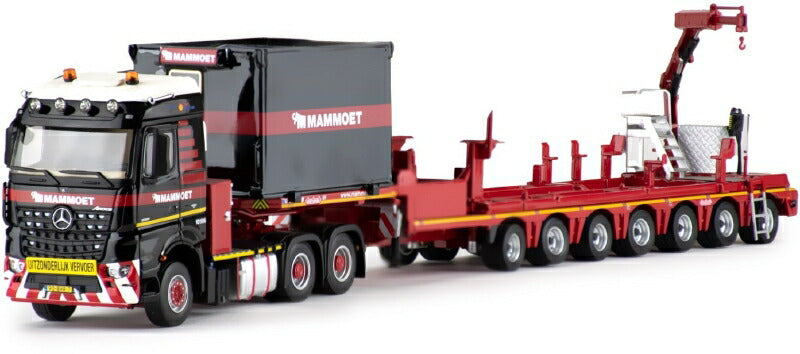 ギャラリービューアに画像をロードする, MAMMOETマムート特注 MB AROCS 6X4 WITH 7 AXLE NOOTEBOOM LOWLOADER + FASSI CRANE トレーラー /IMC 建設機械模型 工事車両 1/50 ミニカー