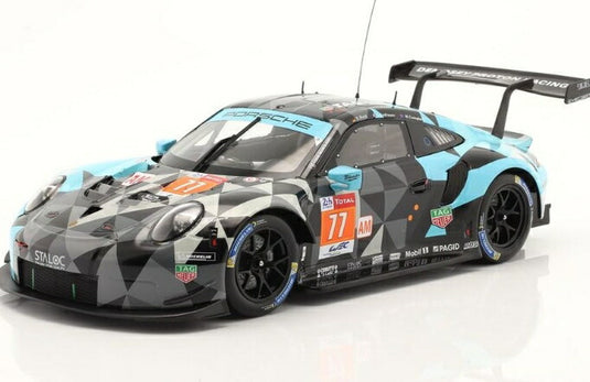 PORSCHE - 911 991 RSR TEAM DEMPSEY PROTON RACING N 77 WINNER LMGTE AM 24h LE MANS 2018 M.CAMPBELL - C.RIED - J.ANDLAUER - GREY LIGHT BLUE /IXO 1/18 ミニカー