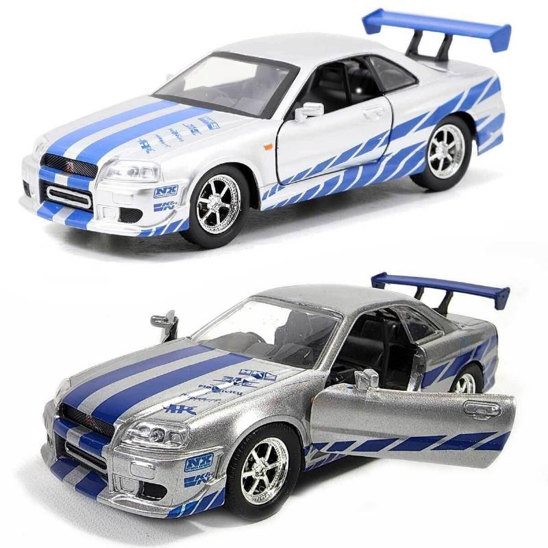 ギャラリービューアに画像をロードする, Jada Toys ワイルドスピード 1/32 ブライアン 日産スカイライン GT-R R34 Silver/Blue ミニカー