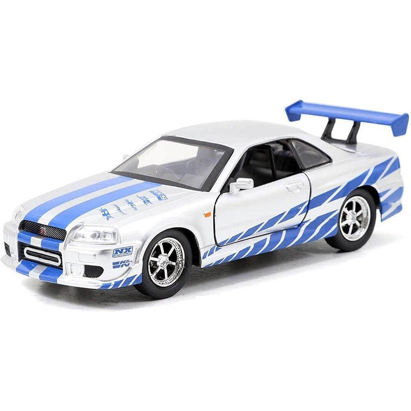 ギャラリービューアに画像をロードする, Jada Toys ワイルドスピード 1/32 ブライアン 日産スカイライン GT-R R34 Silver/Blue ミニカー