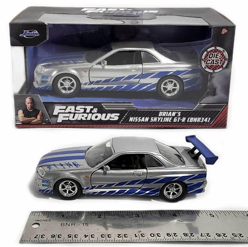 ギャラリービューアに画像をロードする, Jada Toys ワイルドスピード 1/32 ブライアン 日産スカイライン GT-R R34 Silver/Blue ミニカー