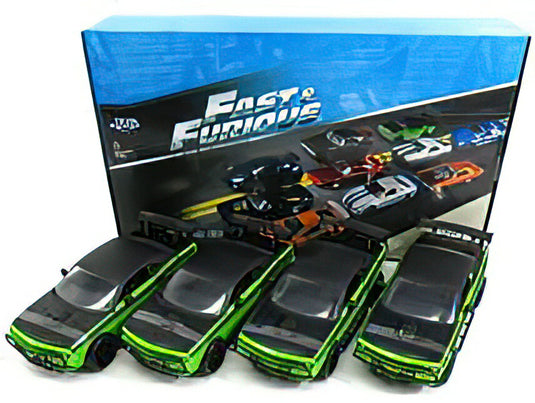 DODGE - SET 4X LETTY'S CHALLENGER SRT8 OFF ROAD 2008 - FAST & FURIOUS 7 - GREEN MATT BLACK /JADA 1/24 ミニカー