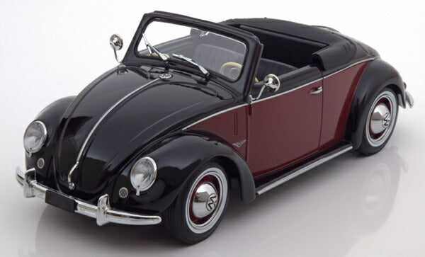 ギャラリービューアに画像をロードする, VW 1200 K?fer Convertible `Hebm?ller` 1949 black/darkre /KK-SCALE 1/18 ミニカー