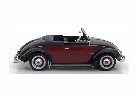 ギャラリービューアに画像をロードする, VW 1200 K?fer Convertible `Hebm?ller` 1949 black/darkre /KK-SCALE 1/18 ミニカー