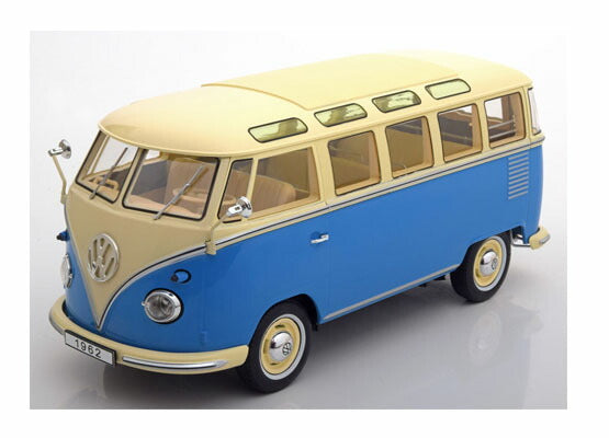 ギャラリービューアに画像をロードする, VWフォルクスワーゲン T1 Samba 1962 blue/creme /KK-SCALE 1/18 ミニカー