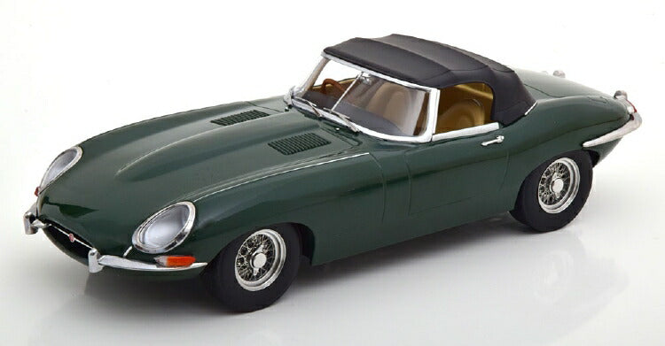 ギャラリービューアに画像をロードする, JAGUAR E-TYPE SPIDER 1 SERIES CABRIOLET SOFT-TOP CLOSED 1961 BRITISH RACING GREEN /KK SCALE 1/18 ミニカー 模型