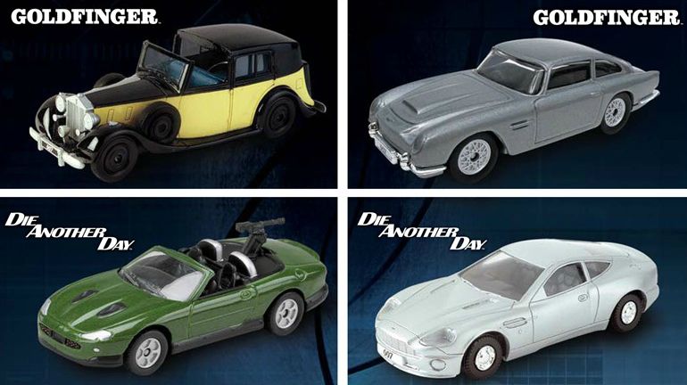ギャラリービューアに画像をロードする, 007 ジェームズボンド ダイキャストカー4台セット(アストンマーチンDB5) /Corgiコーギー 1/43
