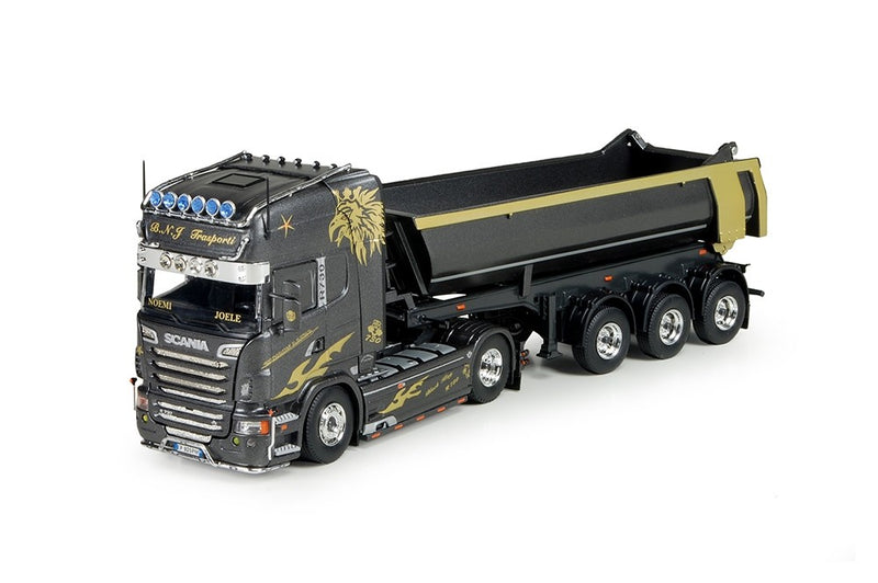 ギャラリービューアに画像をロードする, Bovecchi Scaniaスカニア R-serie Topline 3軸 tipper trailer トラック Teknoテクノ 建設機械模型 工事車両 1/50 ミニチュア