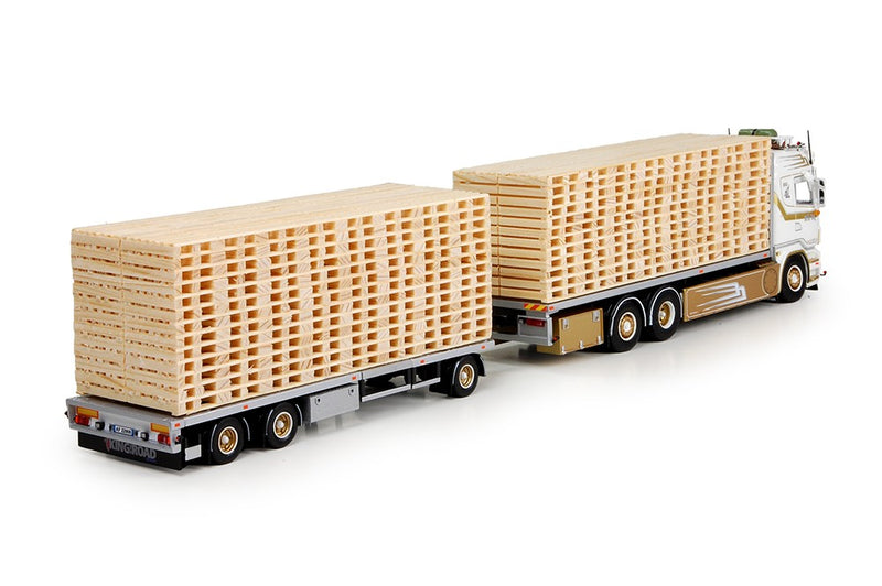ギャラリービューアに画像をロードする, Streetwarrior Scaniaスカニア R6 highline with flat trailer and cargo pallets トラック Teknoテクノ 建設機械模型 工事車両 1/50 ミニチュア