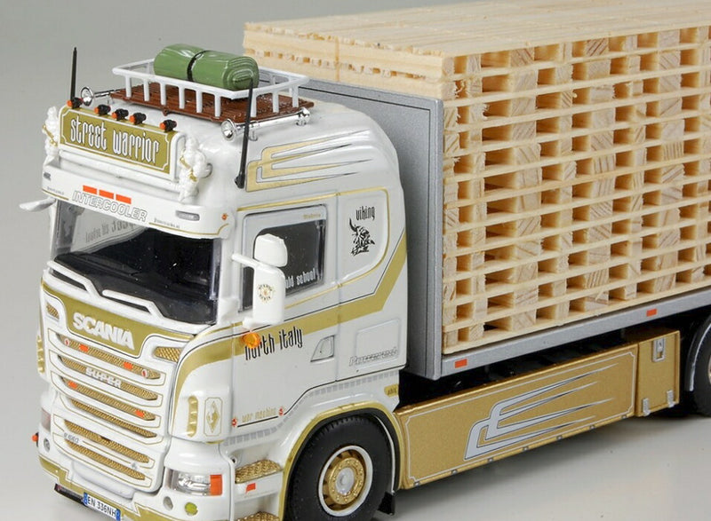 ギャラリービューアに画像をロードする, Streetwarrior Scaniaスカニア R6 highline with flat trailer and cargo pallets トラック Teknoテクノ 建設機械模型 工事車両 1/50 ミニチュア
