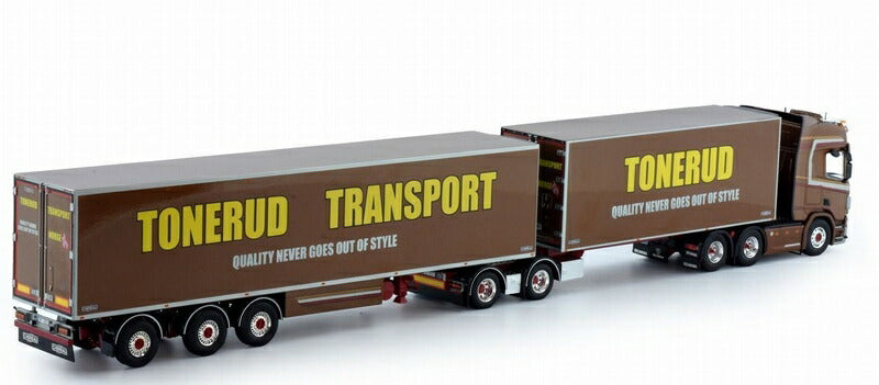 ギャラリービューアに画像をロードする, Tonerud Scaniaスカニア NG R-serie Highline met 8.00m slider trailer en 3-assige zamac koelopleggerトレーラー 建設機械模型 工事車両TEKNO 1/50 ミニチュア