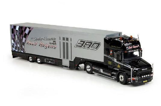 Hagens Datrans, Ruud Scaniaスカニア Torpedo Topline with (resin) racetrailerトラック 建設機械模型 工事車両 TEKNO 1/50 ミニチュア