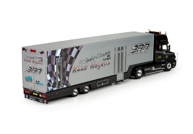 ギャラリービューアに画像をロードする, Hagens Datrans, Ruud Scaniaスカニア Torpedo Topline with (resin) racetrailerトラック 建設機械模型 工事車両 TEKNO 1/50 ミニチュア