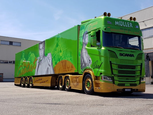 【予約】4-6月以降発売予定M?ller Scaniaスカニア S-serie Highline with リーファートレーラートラック 建設機械模型 工事車両 TEKNO 1/50 ミニチュア