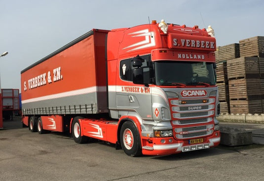 【予約】4-6月以降発売予定Verbeek, S. Scaniaスカニア R-serie Topline with curtainside semitrailerトラック 建設機械模型 工事車両 TEKNO 1/50 ミニチュア