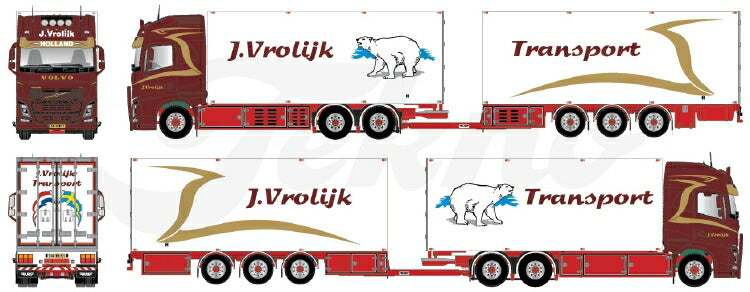 ギャラリービューアに画像をロードする, 【予約】2020年1-3月以降発売予定Vrolijk Volvo FH04 Globetrotter XL rigid truck トレーラー /建設機械模型 工事車両 TEKNO 1/50 ミニチュア