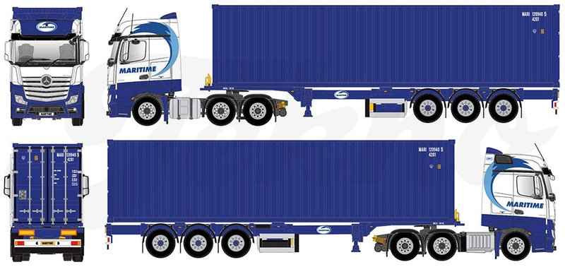 ギャラリービューアに画像をロードする, 【予約】4-6月以降発売予定Maritime Mercedes Bigspace with containertrailerトラック 建設機械模型 工事車両 TEKNO 1/50 ミニチュア