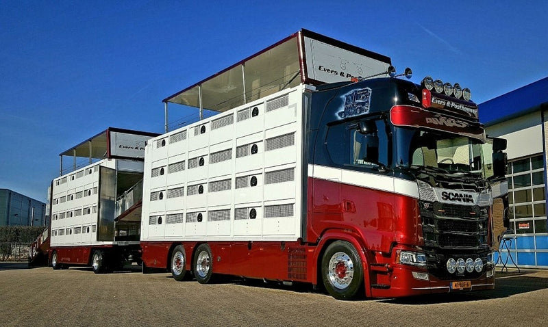 ギャラリービューアに画像をロードする, 【予約】4-6月以降発売予定Evers en Posthouwer Scaniaスカニア S-serie Highline riged truck with livestock trailerトラック 建設機械模型 工事車両 TEKNO 1/50 ミニチュア