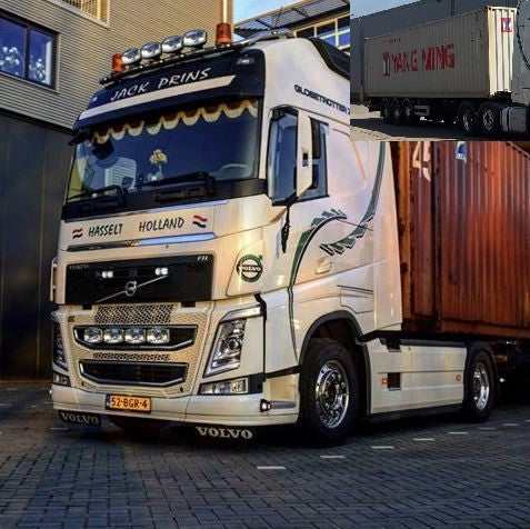 【予約】10-12月以降発売予定Prins Transport Volvo FH04 with 40ft Yang Ming コンテナトラクタ 建設機械模型 工事車両TEKNO 1/50 ミニチュア