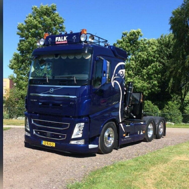 ギャラリービューアに画像をロードする, 【予約】10-12月以降発売予定Falk Bouwsystemen Volvo FH04 with Hiab crane and 3軸 フラットトレーラートレーラー 建設機械模型 工事車両TEKNO 1/50 ミニチュア