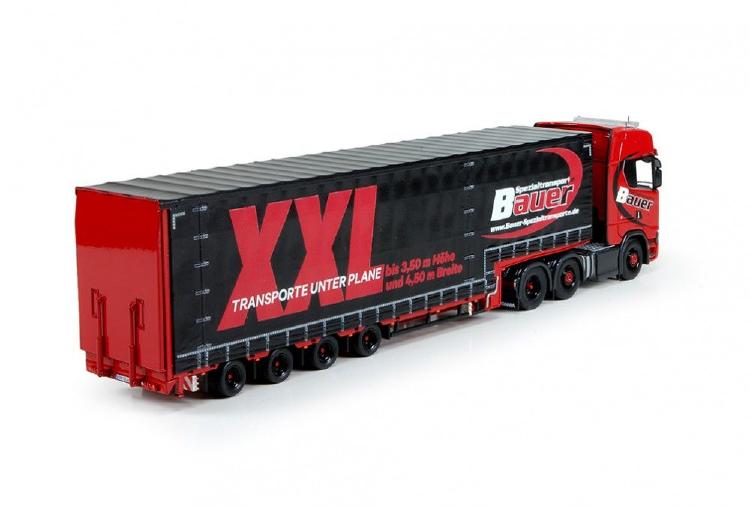 ギャラリービューアに画像をロードする, Bauer Spezialtransporte Scaniaスカニア S-Serie Highline with 4軸 Meusburgerトレーラー 建設機械模型 工事車両TEKNO 1/50 ミニチュア