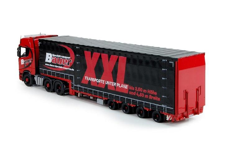 ギャラリービューアに画像をロードする, Bauer Spezialtransporte Scaniaスカニア S-Serie Highline with 4軸 Meusburgerトレーラー 建設機械模型 工事車両TEKNO 1/50 ミニチュア