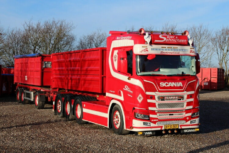 ギャラリービューアに画像をロードする, 【予約】10-12月以降発売予定Sejer en Sonnichsen Scania NGS R-serie Highline rigid truck with hookarm container + trailerトラック/建設機械模型 工事車両 Tekno 1/50 ミニチュア